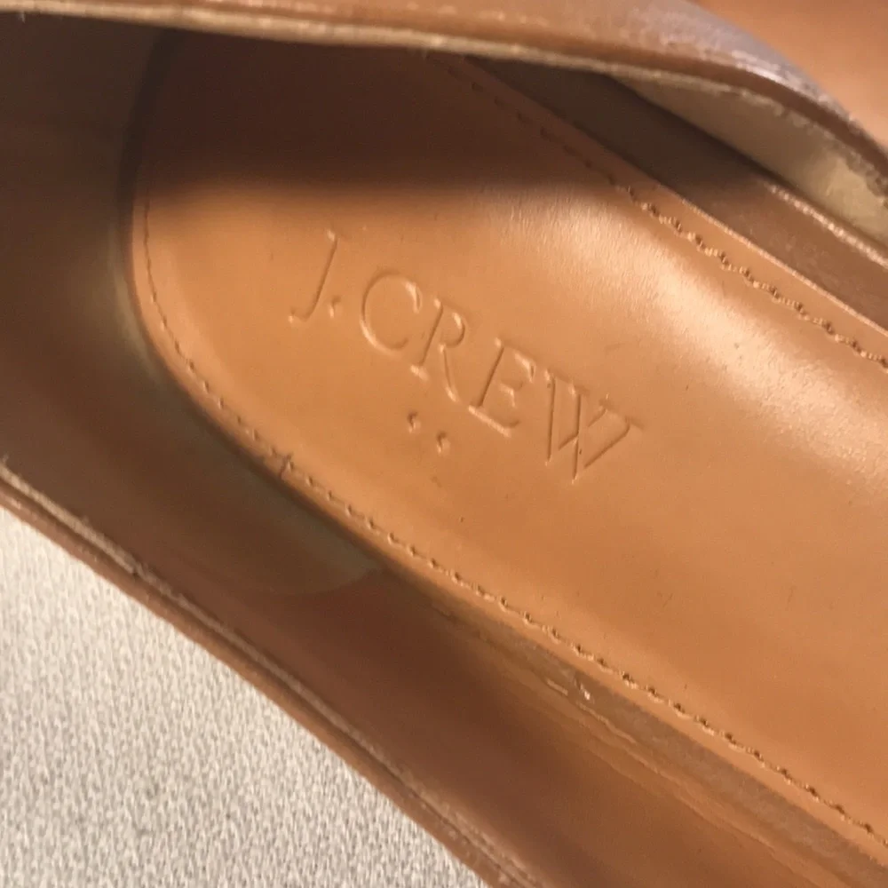 J Crew Classic D’Orsay Women’s Brown Leather Pointy Toe Slip On Flat Shoes 11
